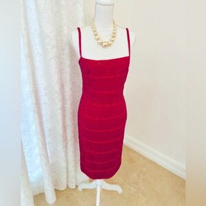 SAKS 5THS AVE GLITTERY LOW BACK COCKTAIL DRESS  FUCIA